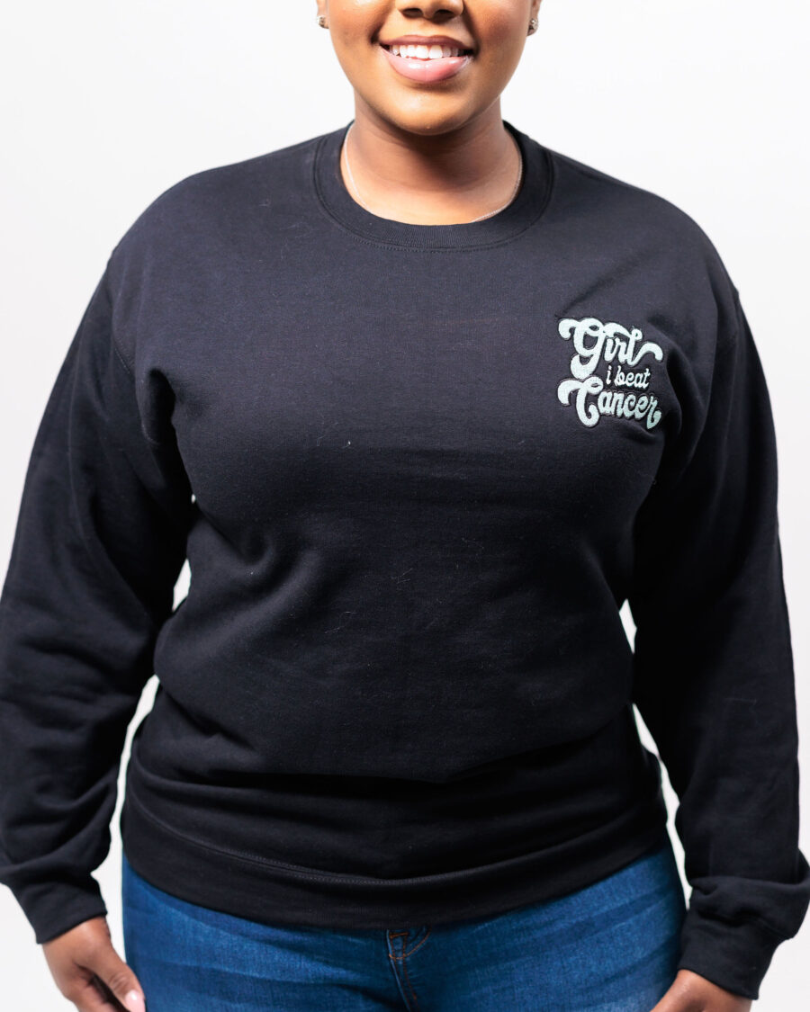 Girl i Beat Cancer Embroidered Sweatshirt- Left Chest Logo - Image 2